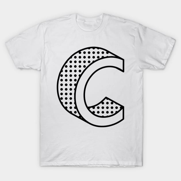 3D Ben Day Dot Isometric Letter C T-Shirt by murialbezanson